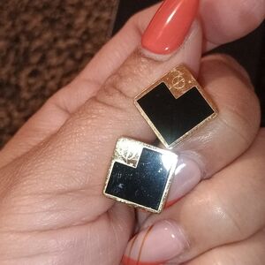 Dunhill Blk Onyx Gold Plated Cufflinks